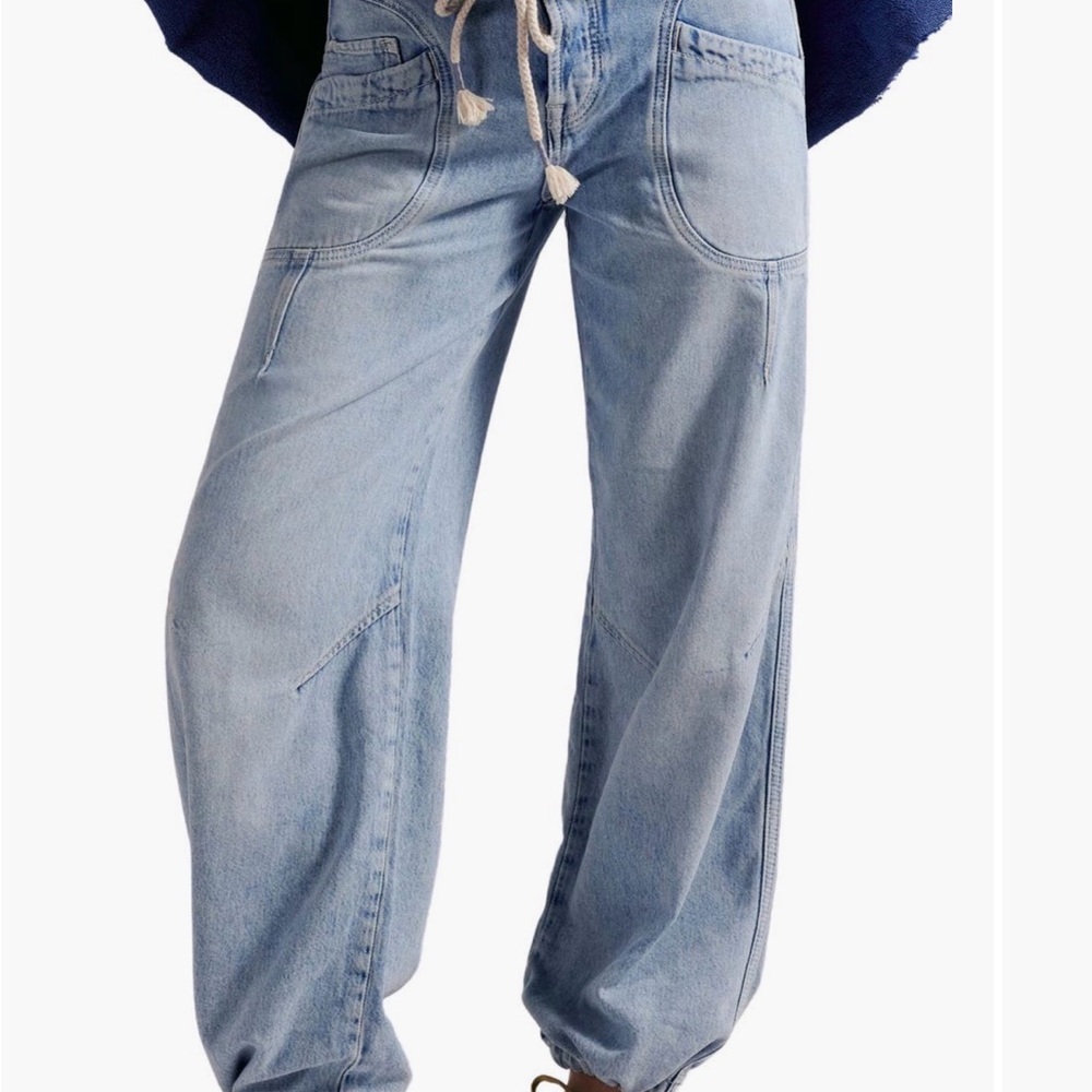 Free People Love Language Drawstring Denim Pants